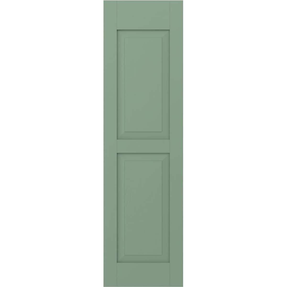 Ekena Millwork 15-in W x 54-in H Track Green Raised panel Wood Exterior Shutters ( 2 -Pack )