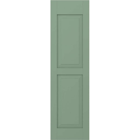 Ekena Millwork 18-in W x 45-in H Track Green Raised panel Wood Exterior Shutters ( 2 -Pack )
