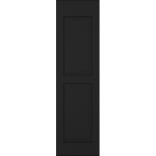Ekena Millwork 12-in W x 50-in H Black Raised panel Wood Exterior Shutters ( 2 -Pack )