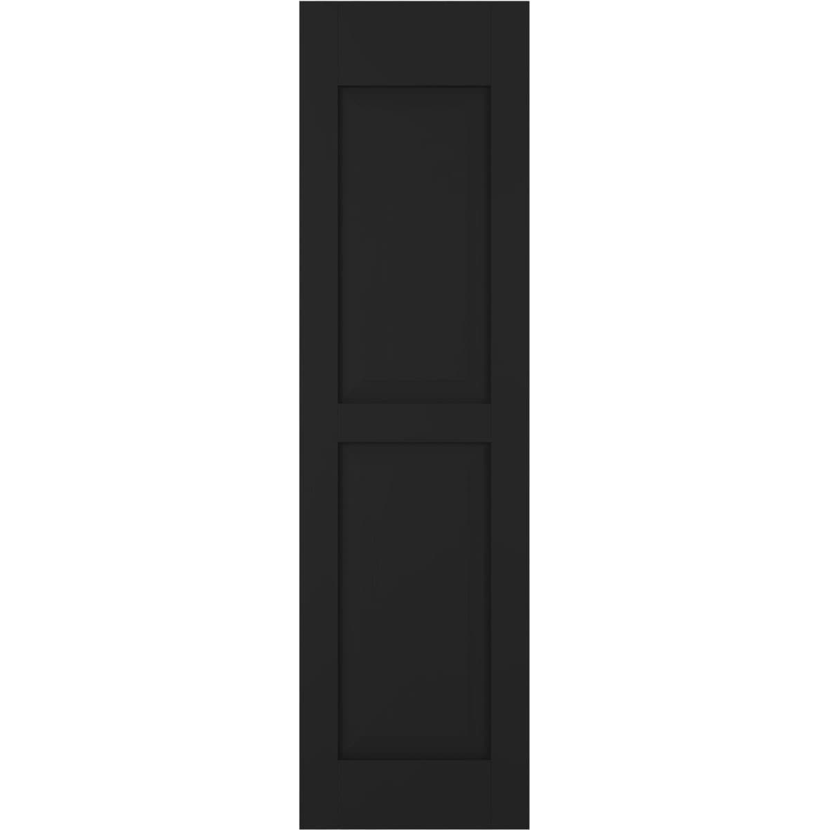 Ekena Millwork 15-in W x 71-in H Black Raised panel Wood Exterior Shutters ( 2 -Pack )