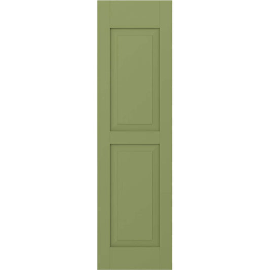 Ekena Millwork 18-in W x 38-in H Moss Green Raised panel Wood Exterior Shutters ( 2 -Pack )