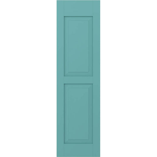 Ekena Millwork 12-in W x 64-in H Pure Turquoise Raised panel Wood Exterior Shutters ( 2 -Pack )