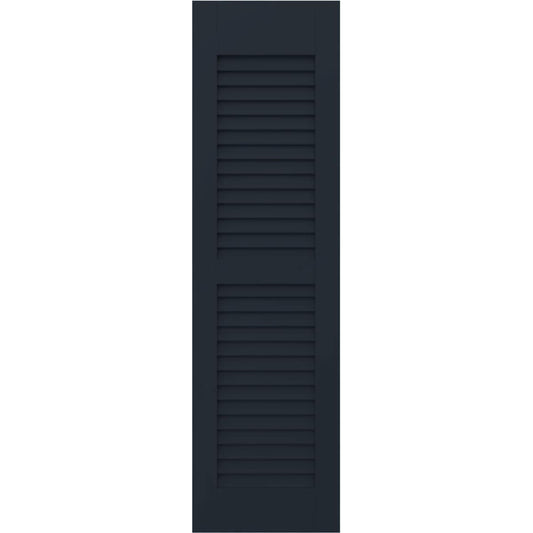 Ekena Millwork 18-in W x 78-in H Starless Night Blue Paintable/Stainable Louvered Wood Exterior Shutters ( 2 -Pack )