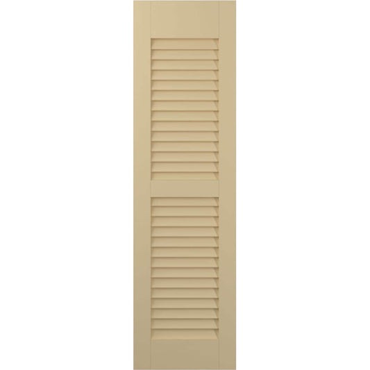 Ekena Millwork 18-in W x 34-in H Natural Twine Paintable/Stainable Louvered Wood Exterior Shutters ( 2 -Pack )