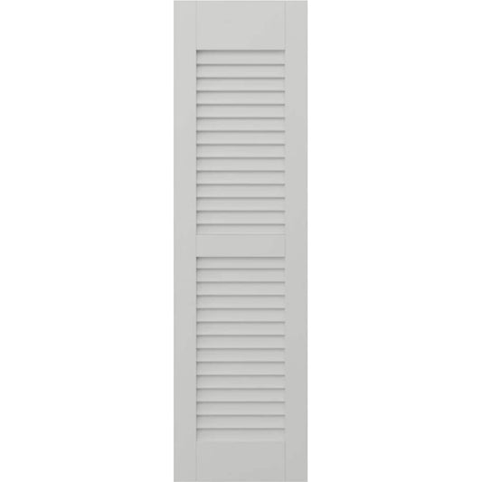 Ekena Millwork 18-in W x 68-in H Hailstorm Gray Paintable/Stainable Louvered Wood Exterior Shutters ( 2 -Pack )