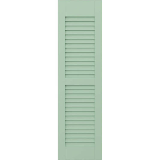 Ekena Millwork 18-in W x 63-in H Seaglass Louvered Wood Exterior Shutters ( 2 -Pack )