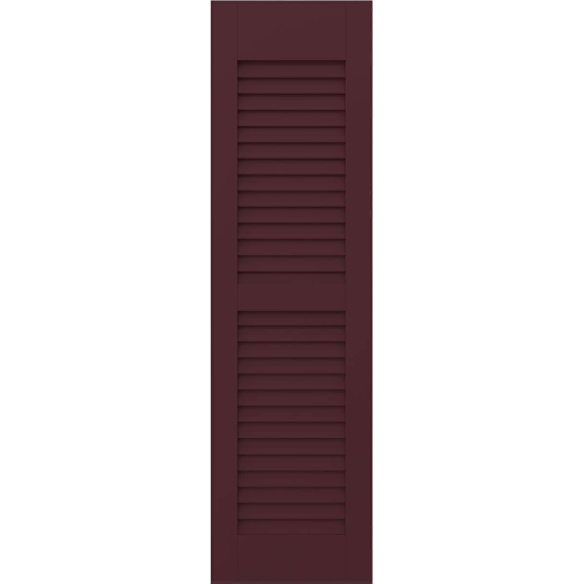 Ekena Millwork 18-in W x 54-in H Wine Red Paintable/Stainable Louvered Wood Exterior Shutters ( 2 -Pack )