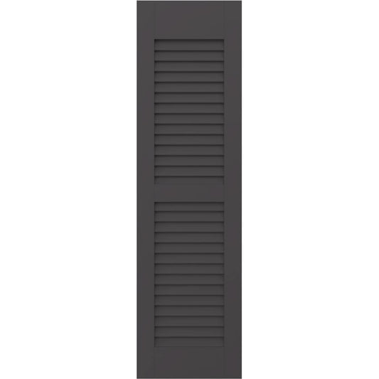 Ekena Millwork 18-in W x 54-in H Shadow Mountain Paintable/Stainable Louvered Wood Exterior Shutters ( 2 -Pack )