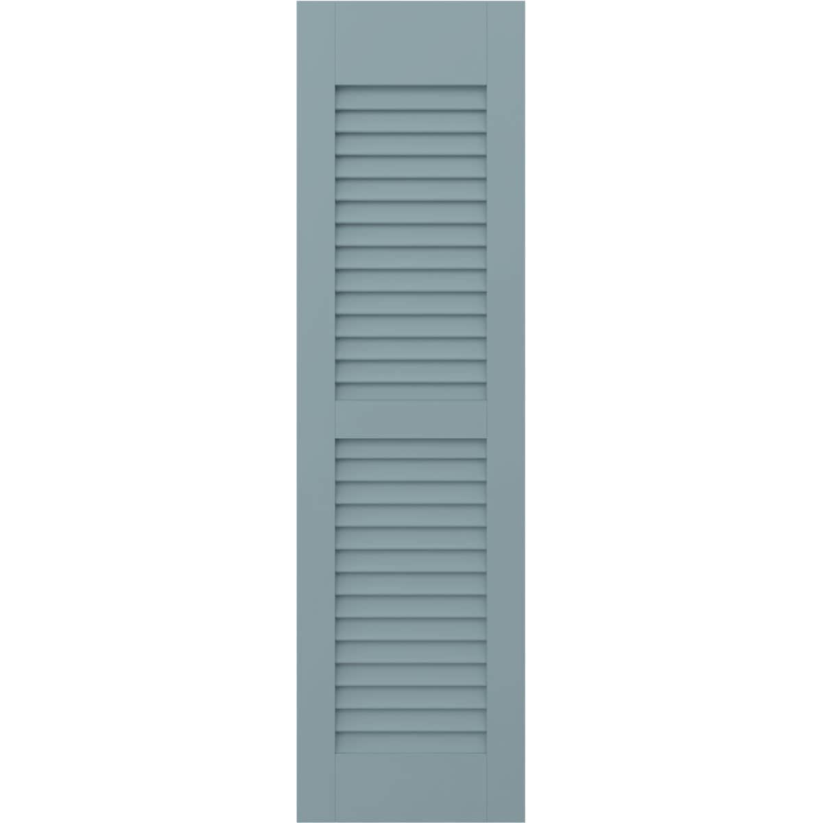Ekena Millwork 18-in W x 58-in H Peaceful Blue Paintable/Stainable Louvered Wood Exterior Shutters ( 2 -Pack )