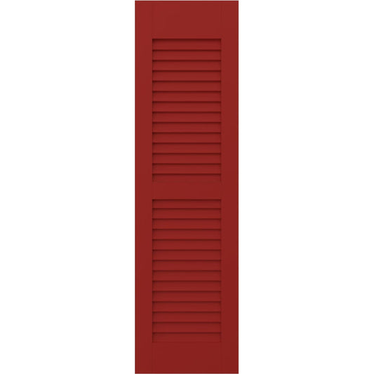 Ekena Millwork 18-in W x 79-in H Fire Red Louvered Wood Exterior Shutters ( 2 -Pack )