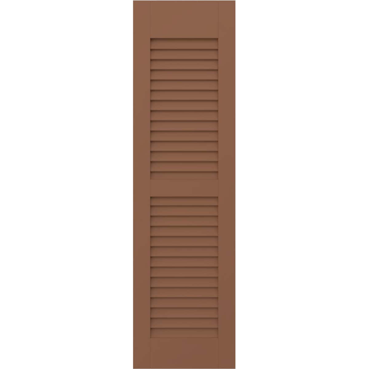Ekena Millwork 15-in W x 79-in H Burnt Toffee Paintable/Stainable Louvered Wood Exterior Shutters ( 2 -Pack )