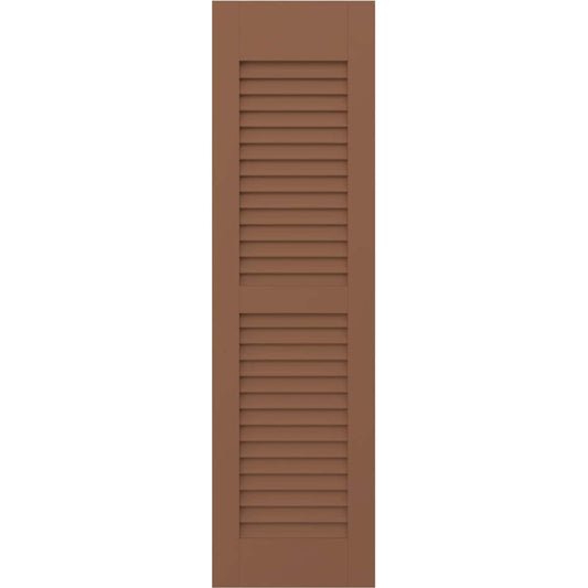 Ekena Millwork 15-in W x 57-in H Burnt Toffee Paintable/Stainable Louvered Wood Exterior Shutters ( 2 -Pack )