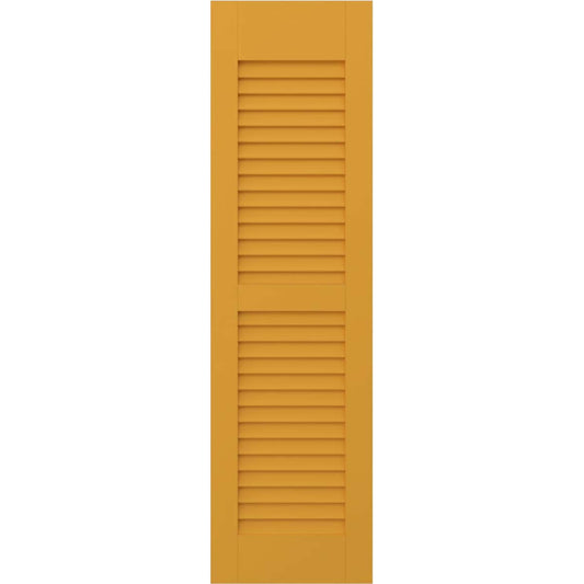 Ekena Millwork 15-in W x 62-in H Turmeric Paintable/Stainable Louvered Wood Exterior Shutters ( 2 -Pack )