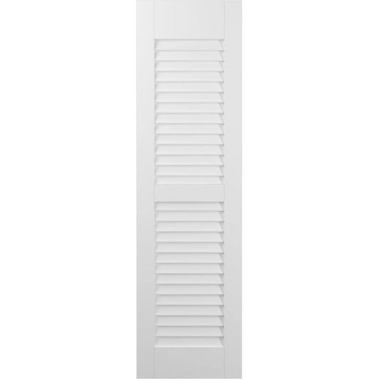 Ekena Millwork 18-in W x 63-in H White Paintable/Stainable Louvered Wood Exterior Shutters ( 2 -Pack )