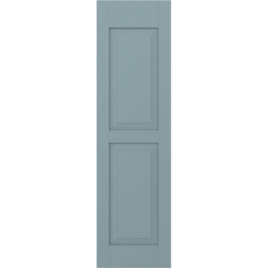 Ekena Millwork 18-in W x 50-in H Peaceful Blue Raised panel Wood Exterior Shutters ( 2 -Pack )