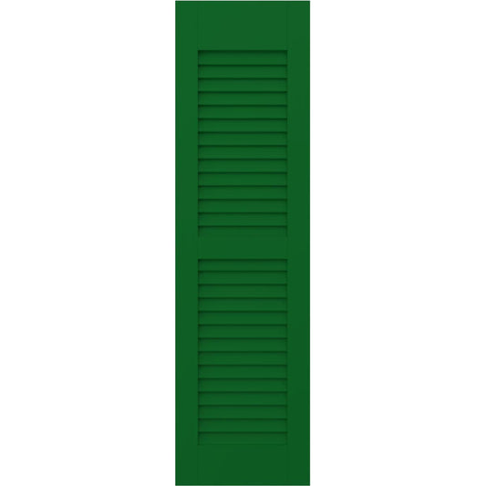 Ekena Millwork 18-in W x 55-in H Viridian Green Louvered Wood Exterior Shutters ( 2 -Pack )