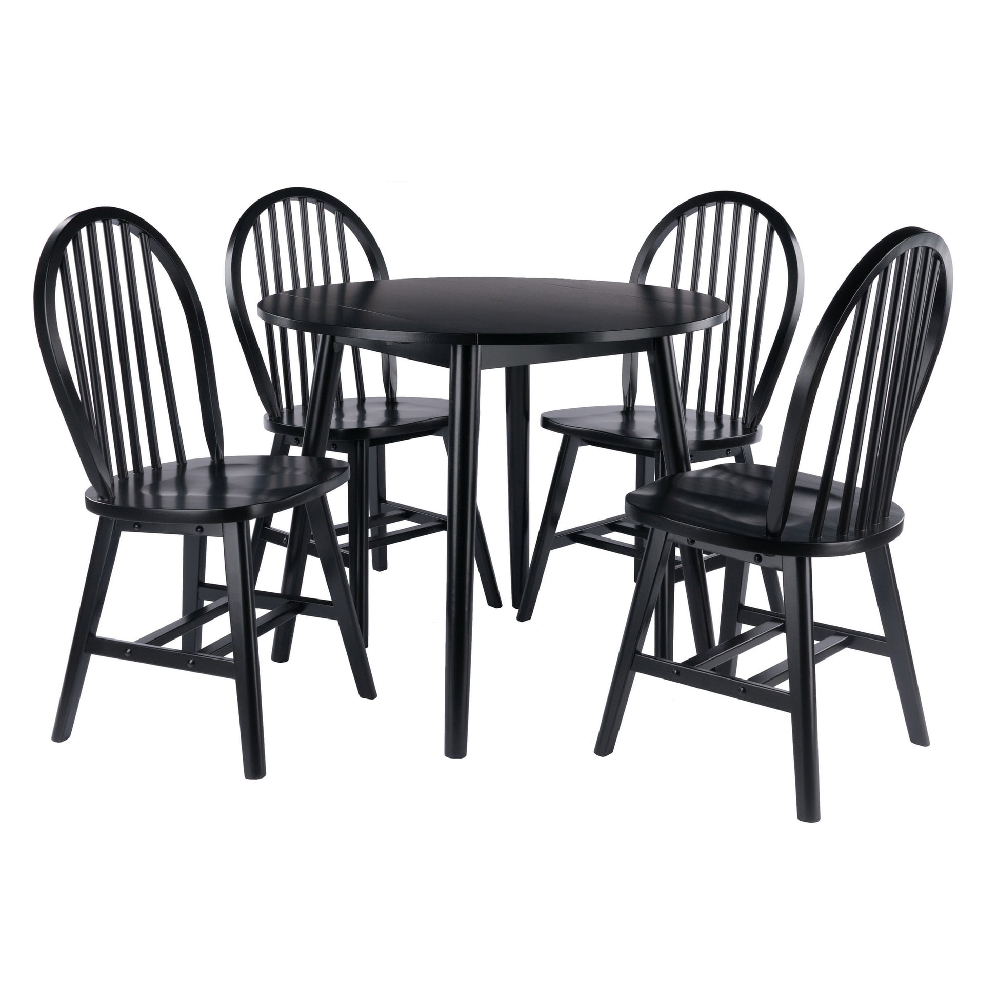 Winsome Wood Moreno Black Transitional Dining Room Set with Round Table ( Seats 4 )