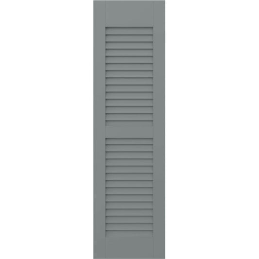 Ekena Millwork 12-in W x 57-in H Ocean Swell Paintable/Stainable Louvered Wood Exterior Shutters ( 2 -Pack )