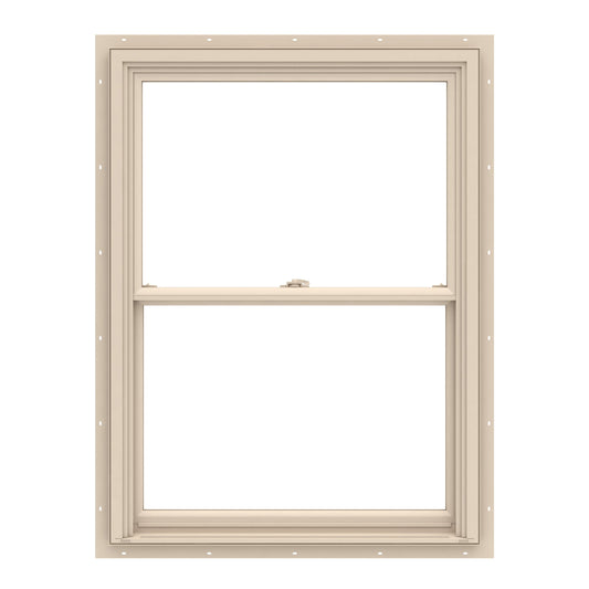Pella 150 Series 23-1/2-in x 37-1/2-in Almond Exterior Almond Interior Vinyl New construction Double Hung Window Low-E argon Double Pane Glass (Full Screen Included)
