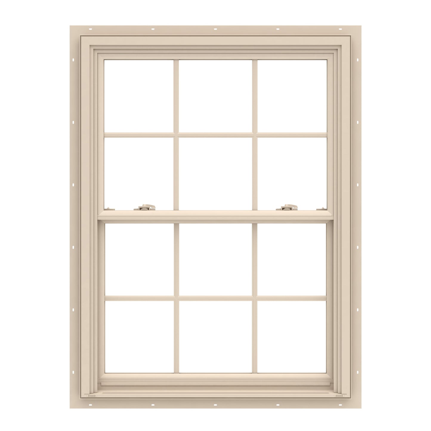 Pella 150 Series 31-1/2-in x 53-1/2-in Almond Exterior Almond Interior Vinyl New construction Double Hung Window Low-E argon Double Pane Glass with Grids (Full Screen Included)