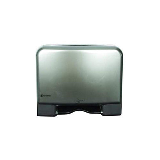 San Jamar Paper Towel Dispenser Recessed Roll Dispenser, for 1.5" Core Rolls for Bathroom, Kitchens, and Restaurants, Plastic, 8.25 x 17.75 x 14.75 Inches, Silver