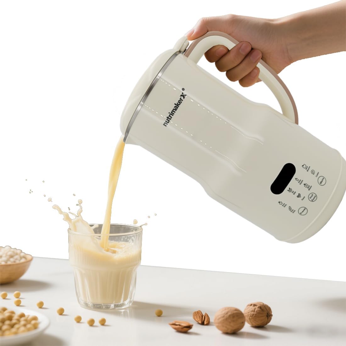 8-in-1 Automatic Nut Milk Maker Blender, 40.6oz Homemade Almond, Oat, Coconut, Soy, Plant-Based & Non-Dairy Milks, Soybean Machine with Delay Start, Keep Warm, Self-Cleaning & Boil Water Functions