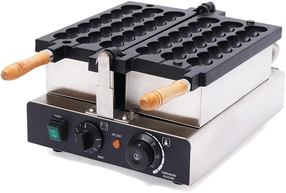 1800W Commercial Waffle Ball Maker, Nonstick Electric Bubble Skewer Waffle Ball Machine with 122-572°F Temperature Adjustment and Time Control for Bakeries, Restaurants, and Snack Shops