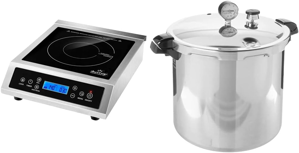 Duxtop Professional Portable Induction Cooktop & Presto 01784 23-Quart Induction Compatible Pressure Canner, Silver