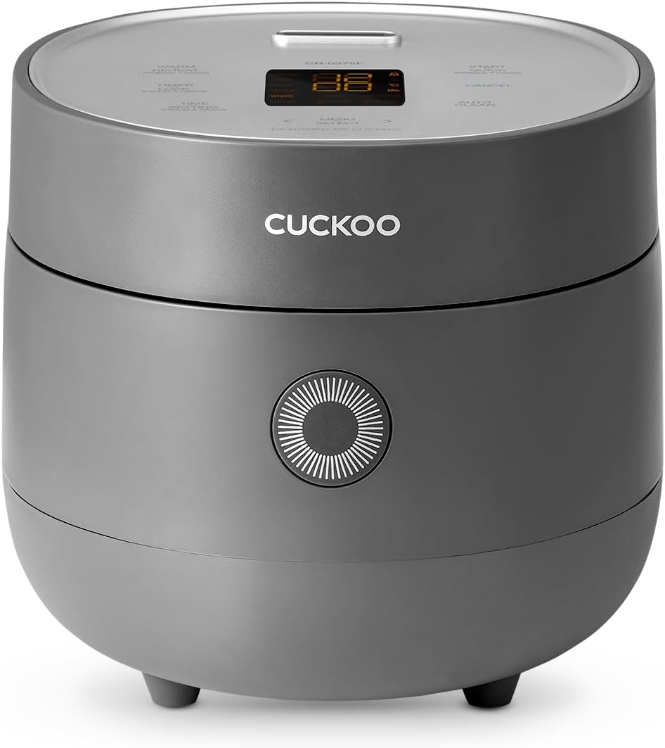CUCKOO Rice Cooker 3 Cup Uncooked \/ 6 Cup Cooked, Modern Fuzzy Logic Rice Cooker Small with Delay Timer & Keep Warm Setting, Versatile Food Steamer for Cooking, Non-Stick Inner Pot, Gray (CR-0375FG)
