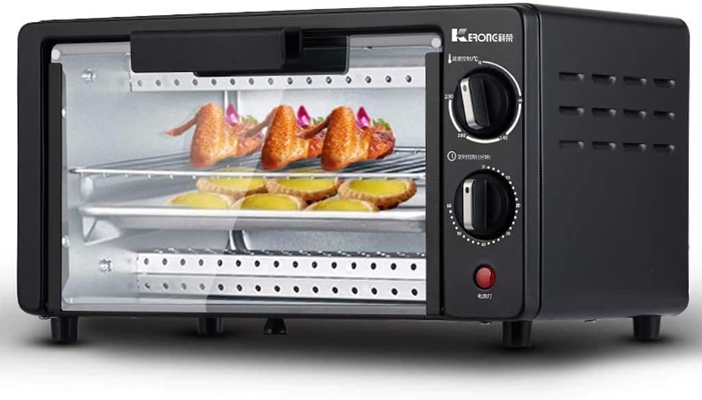 10L Household Toaster Oven,Baking Cake Multi-Function Mini Oven Temperature Setting 0-230 ℃ and 60 Minute Timing Convection Countertop Toaster Oven Useful (Black)