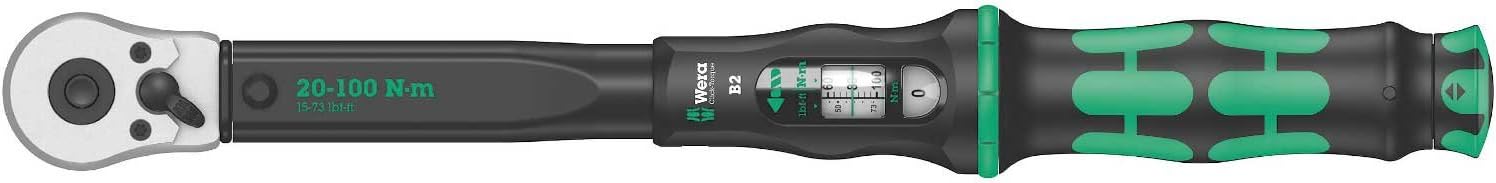 Wera - 5075611001 "Click-Torque B 2 torque wrench with reversible ratchet, 3\/8"" x 20-100 Nm", black\/green