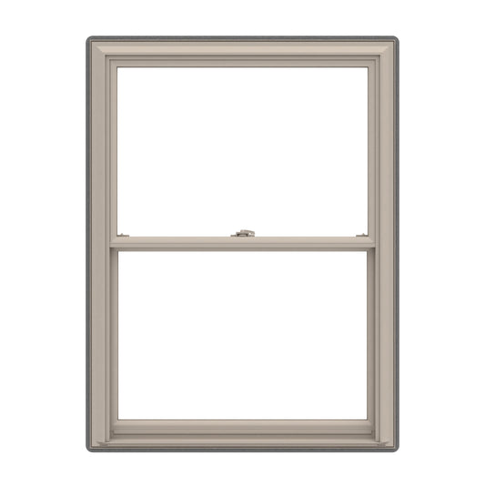Pella 150 Series 27-1/2-in x 45-1/2-in Fossil Exterior Fossil Interior Vinyl Replacement Double Hung Window Low-E argon Double Pane Glass (Full Screen Included)