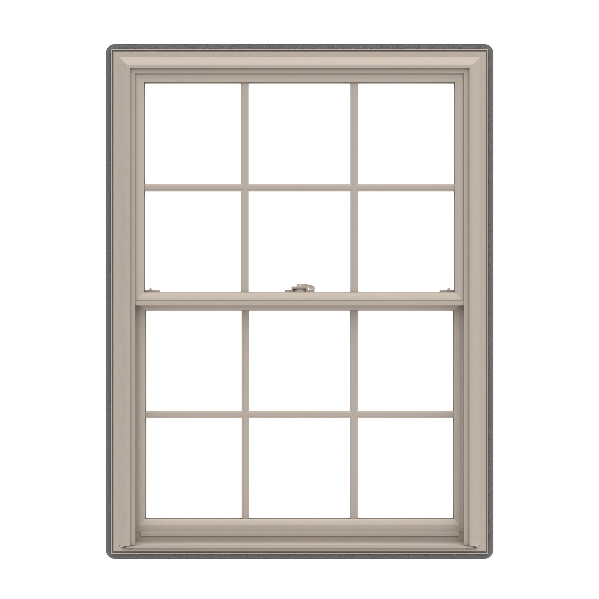 Pella 150 Series 27-1/2-in x 37-1/2-in Fossil Exterior Fossil Interior Vinyl Replacement Double Hung Window Low-E argon Double Pane Glass with Grids (Full Screen Included)