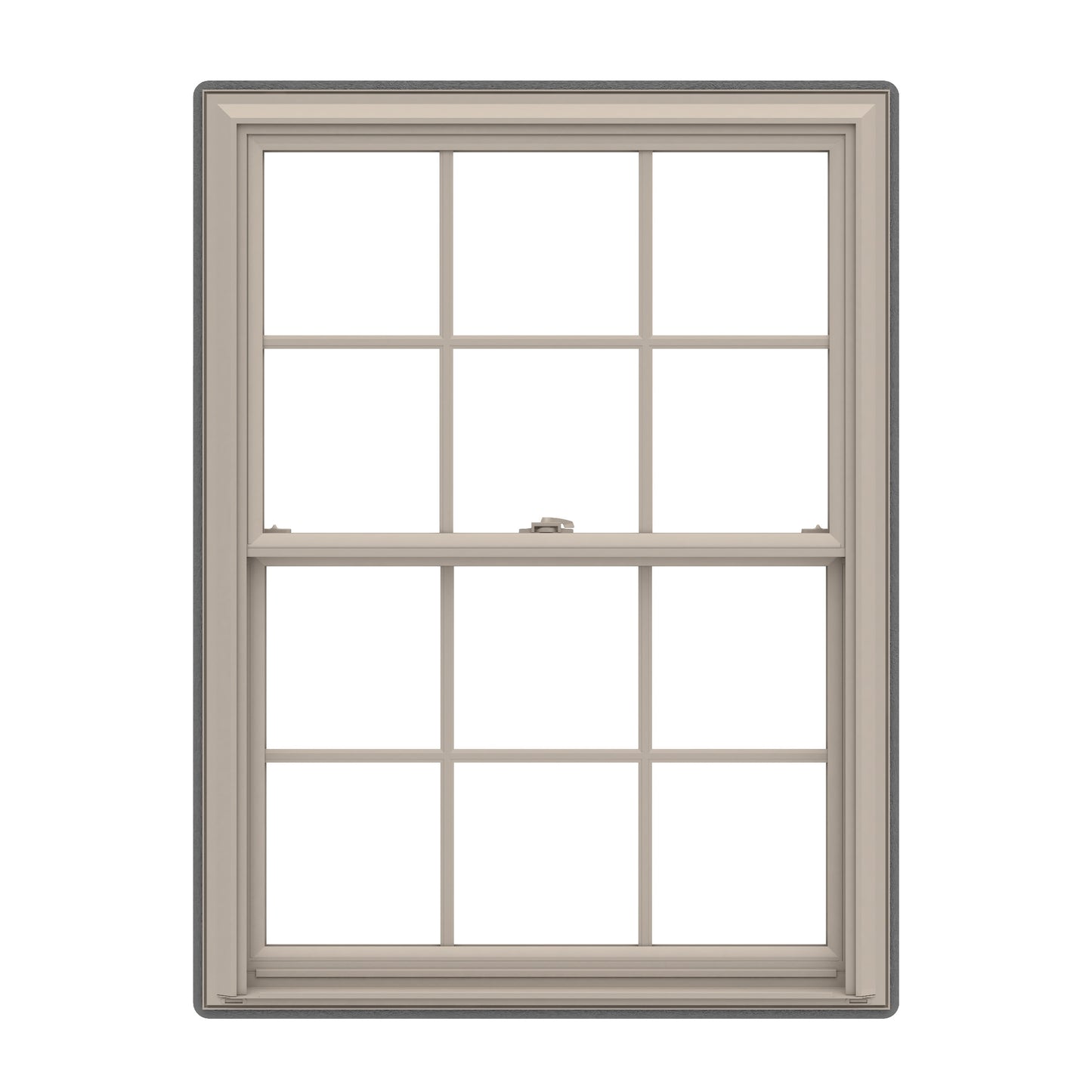 Pella 150 Series 27-1/2-in x 65-1/2-in Fossil Exterior Fossil Interior Vinyl Replacement Double Hung Window Low-E argon Double Pane Glass with Grids (Full Screen Included)