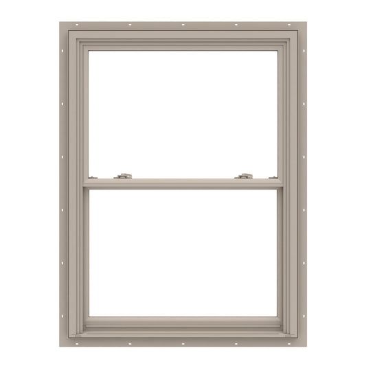Pella 150 Series 37-1/2-in x 61-1/2-in Fossil Exterior Fossil Interior Vinyl New construction Double Hung Window Low-E argon Double Pane Glass (Full Screen Included)