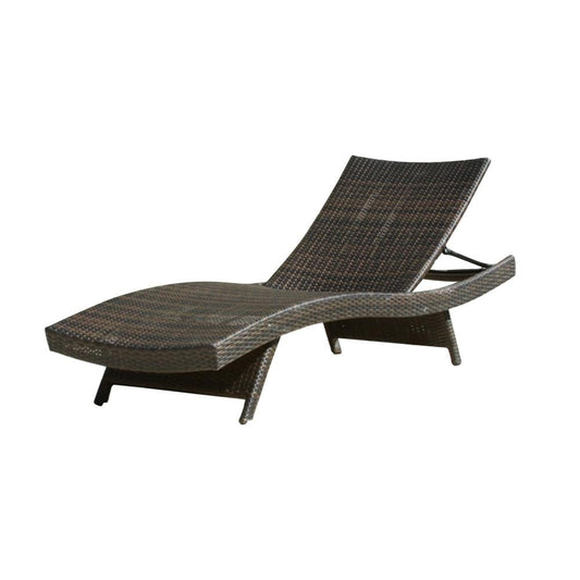 Best Selling Home Decor Salem Wicker Stackable Brown Iron Frame Stationary Chaise Lounge Chair with Woven Seat