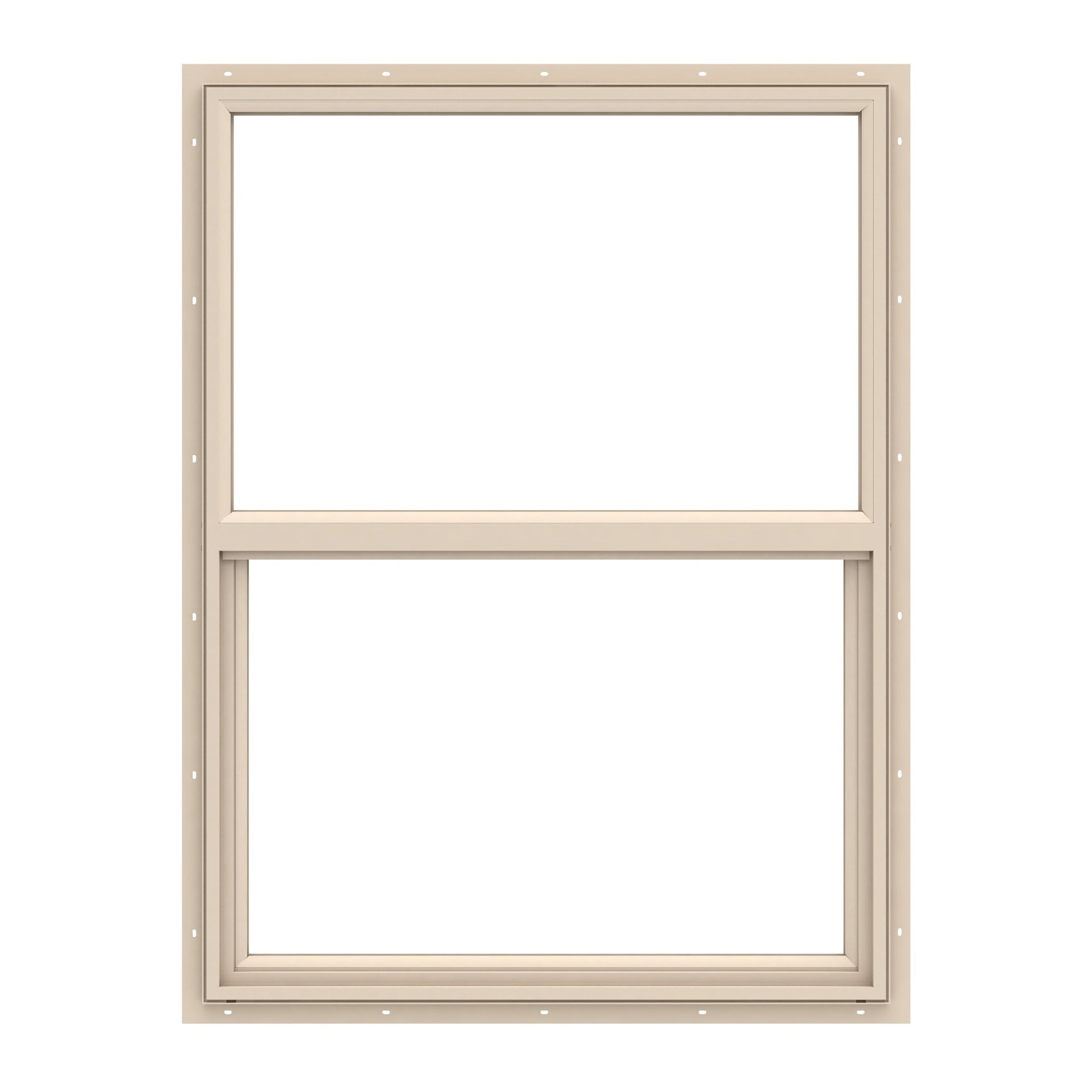Pella 150 Series 23-1/2-in x 35-1/2-in Almond Exterior Vinyl New Construction Single Hung Window Low-E argon Double Pane Glass (Half Screen Included)