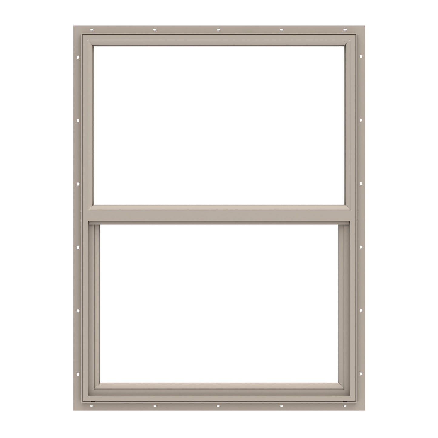 Pella 150 Series 35-1/2-in x 59-1/2-in Fossil Exterior Vinyl New Construction Single Hung Window Low-E argon Double Pane Glass (Half Screen Included)