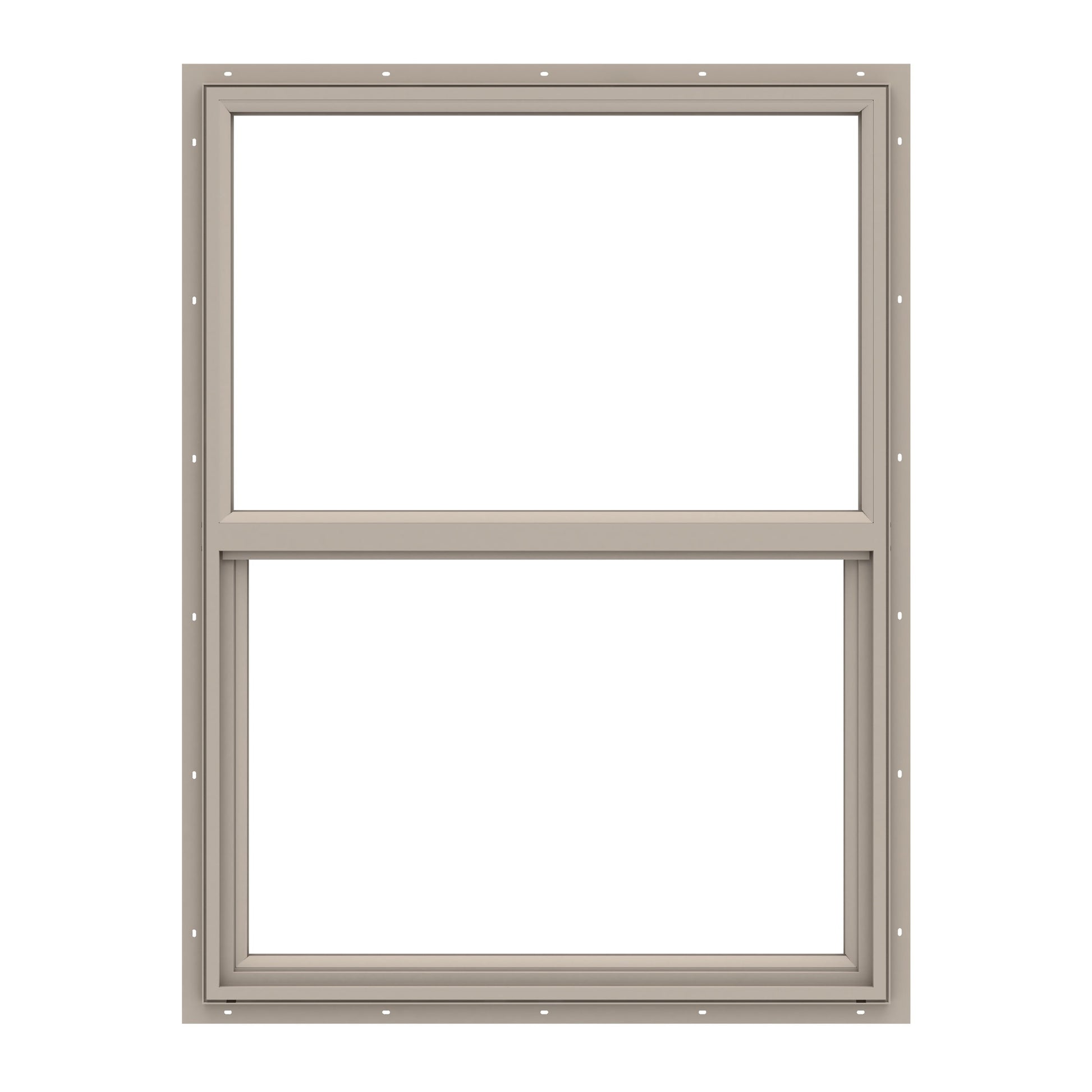 Pella 150 Series 35-1/2-in x 59-1/2-in Fossil Exterior Vinyl New Construction Single Hung Window Low-E argon Double Pane Glass (Half Screen Included)