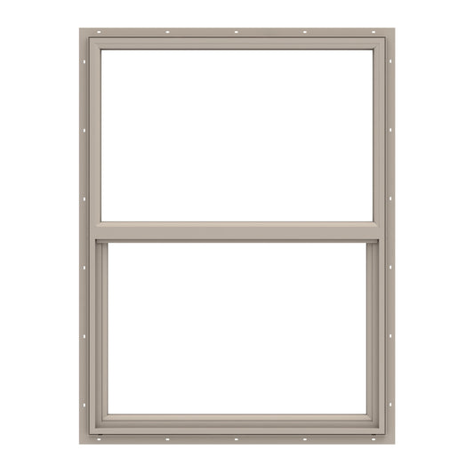 Pella 150 Series 35-1/2-in x 59-1/2-in Fossil Exterior Vinyl New Construction Single Hung Window Low-E argon Double Pane Glass (Half Screen Included)