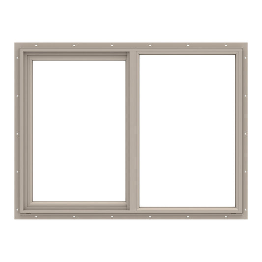 Pella 150 Series 35-1/2-in x 23-1/2-in Fossil Exterior Fossil Interior Left-Handed Vinyl Sliding Window Annealed Glass (Half Screen Included)