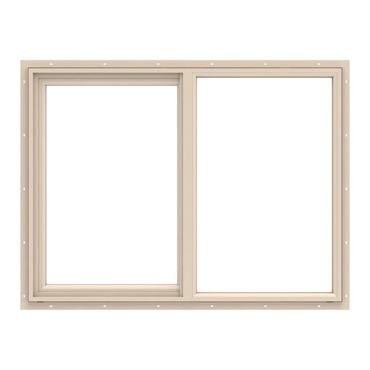 Pella 150 Series 59-1/2-in x 35-1/2-in Almond Exterior Almond Interior Left-Handed Vinyl Sliding Window Annealed Glass (Half Screen Included)