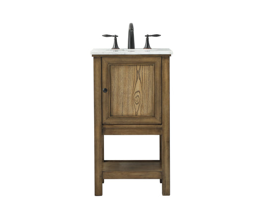 Elegant Decor Home Furnishing 19-in Driftwood Undermount Single Sink Bathroom Vanity with Carrara White Marble Top