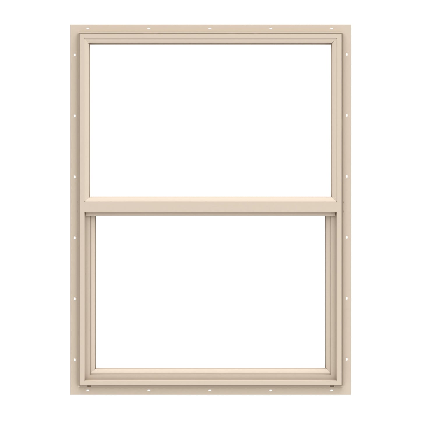 Pella 150 Series 35-1/2-in x 59-1/2-in Almond Exterior Vinyl New Construction Single Hung Window Low-E argon Double Pane Glass (Half Screen Included)