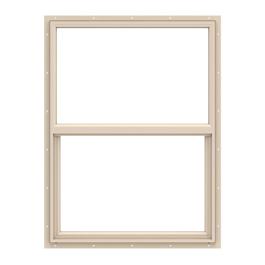 Pella 150 Series 35-1/2-in x 59-1/2-in Almond Exterior Vinyl New Construction Single Hung Window Low-E argon Double Pane Glass (Half Screen Included)