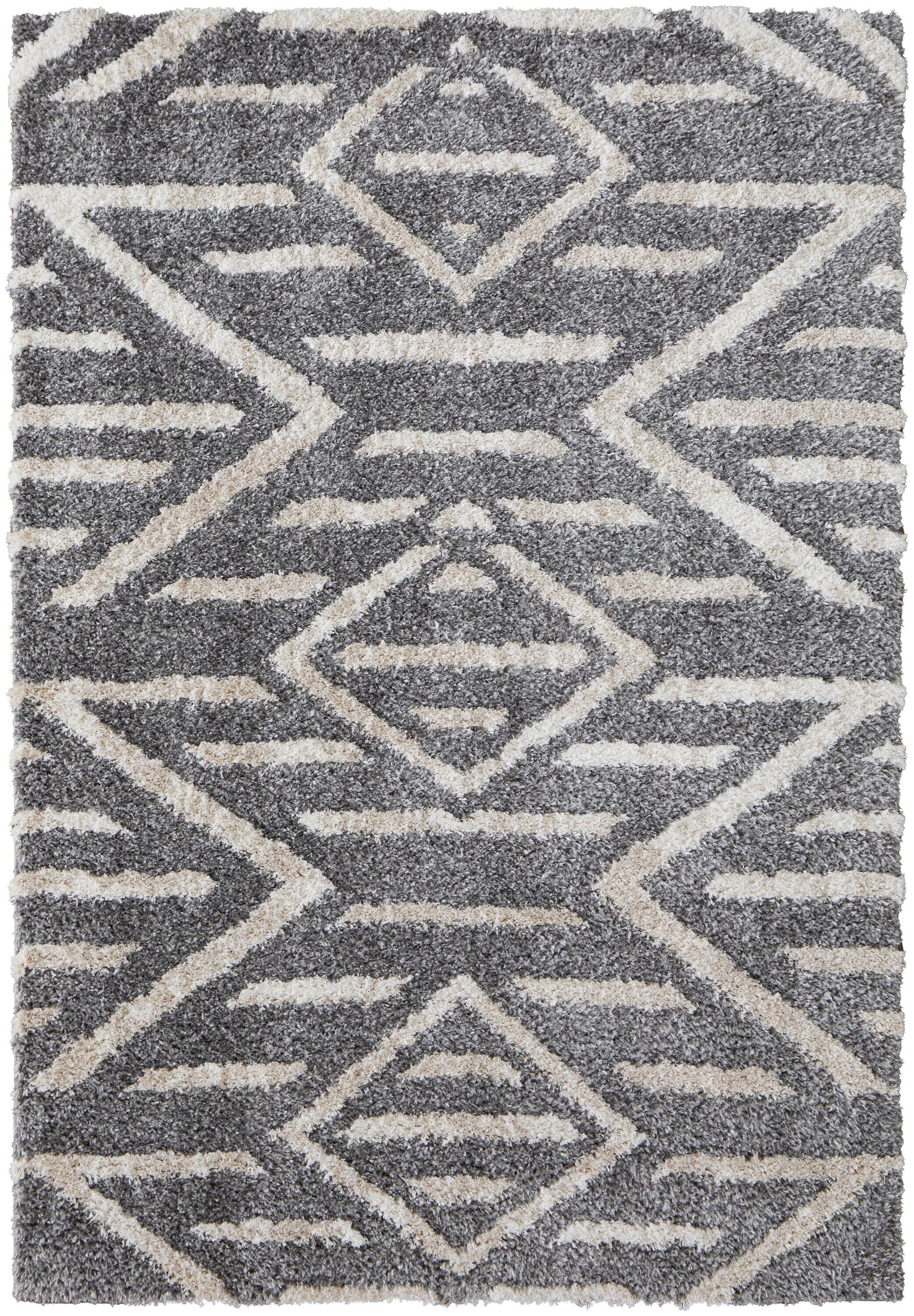 Room Envy 8 x 11 (ft) Loomed Polyester Gray/Ivory Rectangular Indoor Chevron Professionally Clean Only Pet Friendly Area rug