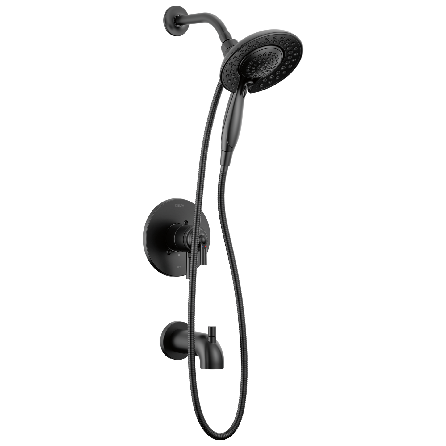 Delta Saylor Matte Black 2-handle 6.81-in Round Bathtub and shower Faucet (Multi-function)