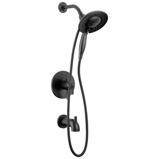 Delta Saylor Matte Black 2-handle 6.81-in Round Bathtub and shower Faucet (Multi-function)