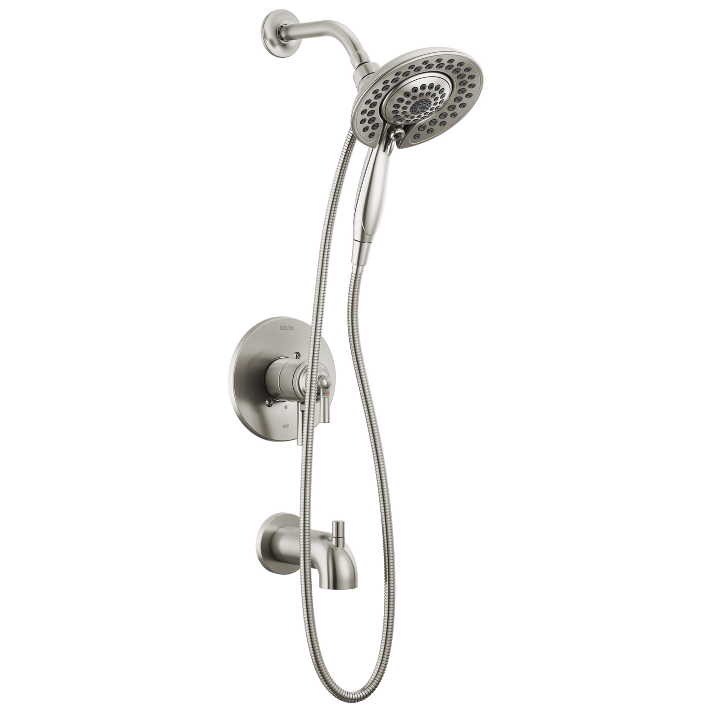 Delta Saylor Stainless Steel 2-handle 6.81-in Round Bathtub and shower Faucet (Multi-function)