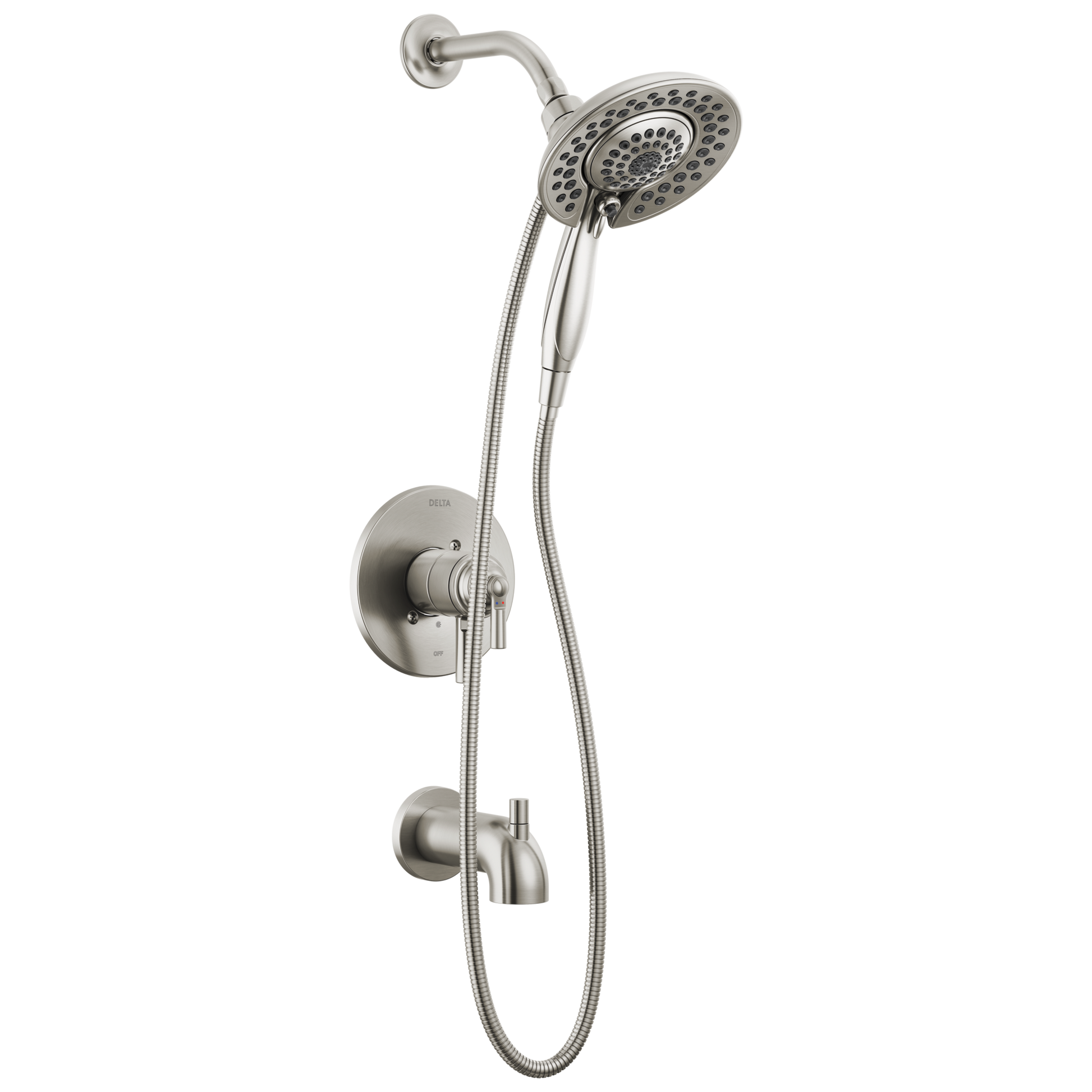 Delta Saylor Stainless Steel 2-handle 6.81-in Round Bathtub and shower Faucet (Multi-function)